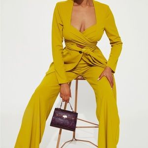 Boss Mode Blazer & Pant Set - Chartreuse